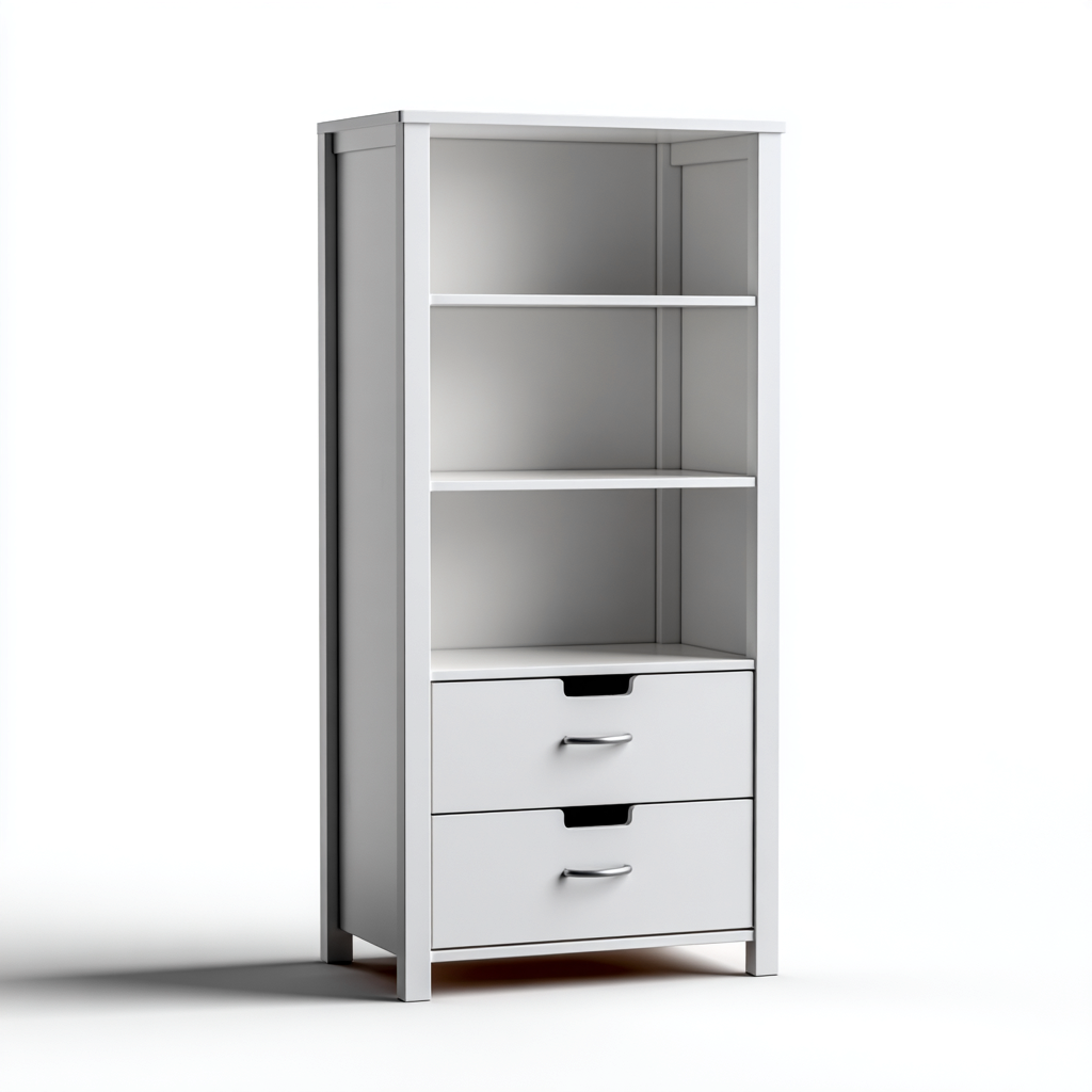 Libreria legno 60x35x180 cm - bianco - design classico con cassetti-Cozymyyard