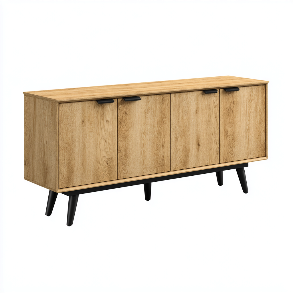 Mobile TV con struttura in legno e ante 180x40x55 cm - marrone-nero - design moderno-Cozymyyard