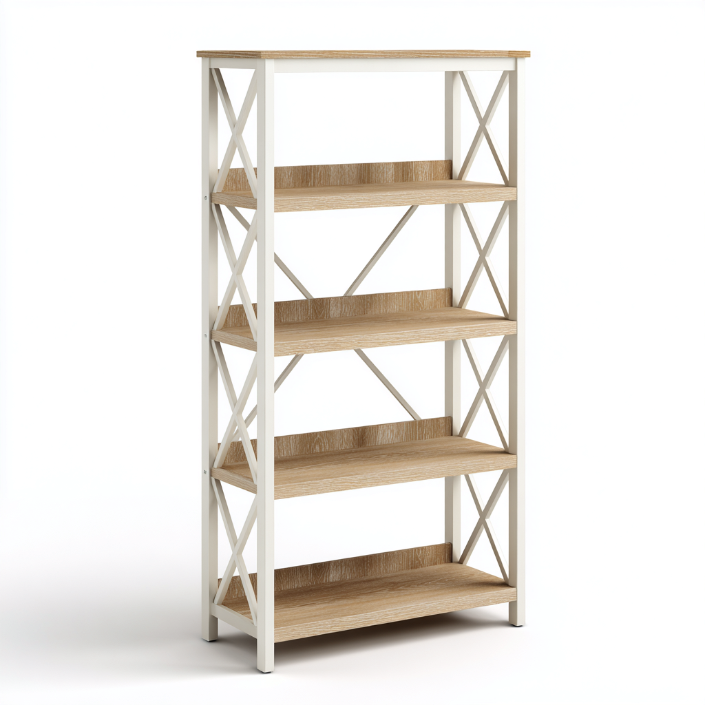 Libreria legno 80x35x180 cm - bianco-naturale - design classico aperto-Cozymyyard