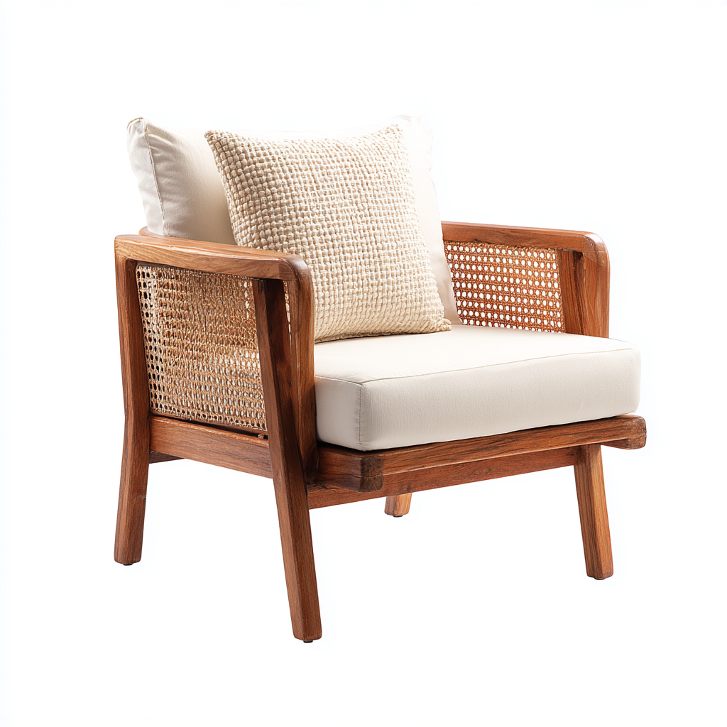 Poltrona da giardino legno rattan 70x70x80 cm - naturale-beige - design moderno con braccioli-Cozymyyard