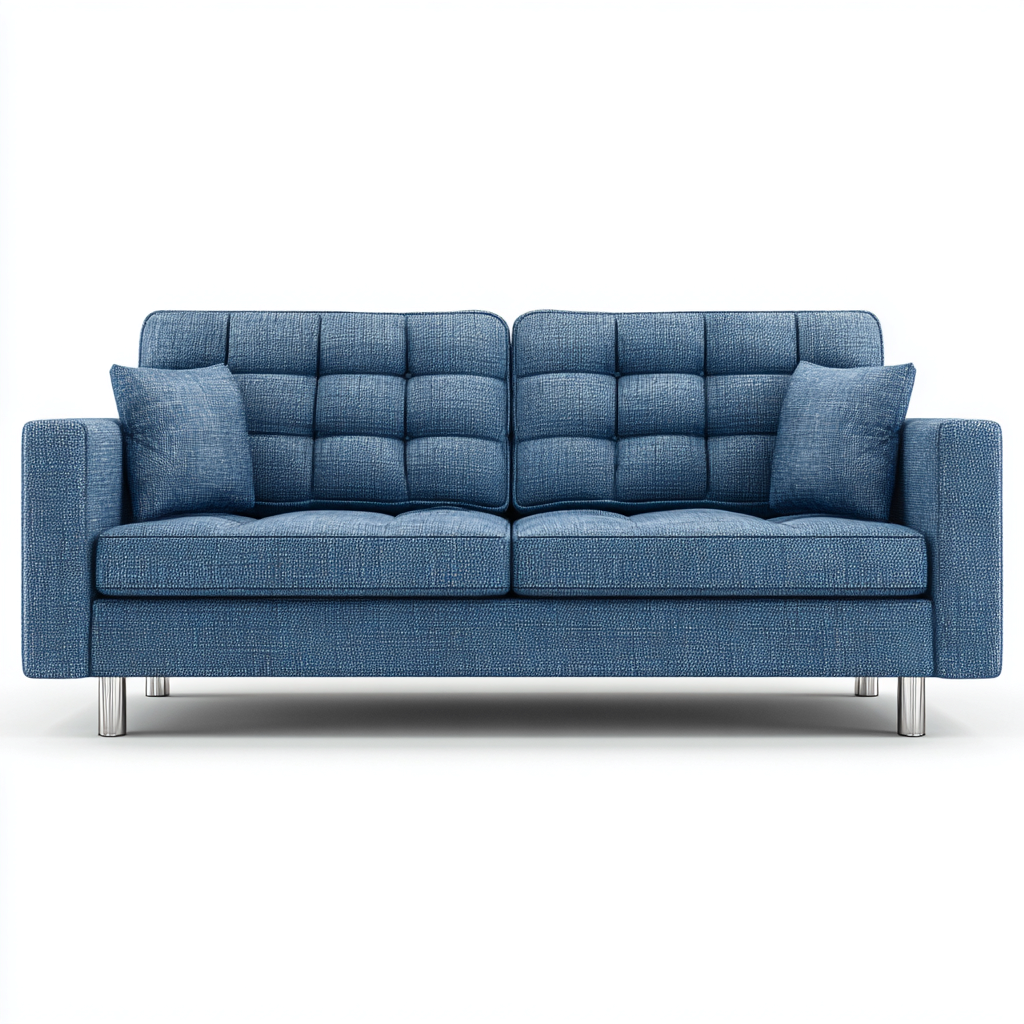 Divano lineare rivestito in tessuto imbottito 200x90x85 cm - blu - design moderno-Cozymyyard