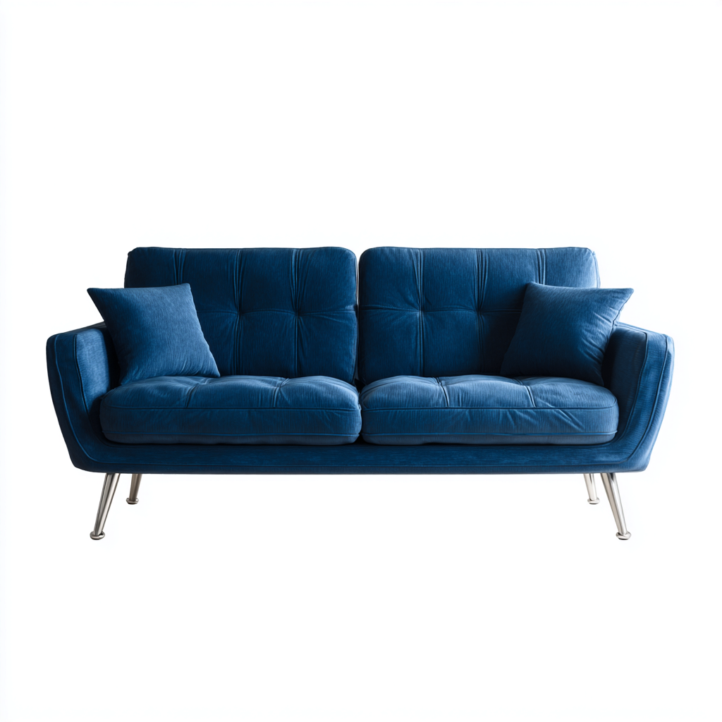 Divano lineare imbottito in tessuto 195x88x84 cm - blu - design moderno-Cozymyyard