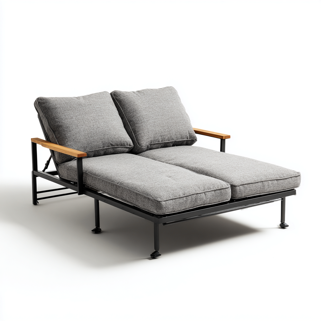 Lettino da sole in metallo e tessuto 200x130x75 cm - grigio - per giardino e terrazza - design moderno-Cozymyyard