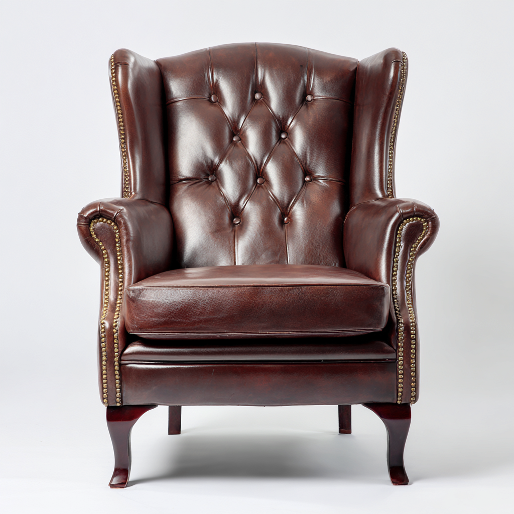 Poltrona imbottita in pelle 85x90x105 cm - marrone scuro - per soggiorno - stile classico-Cozymyyard