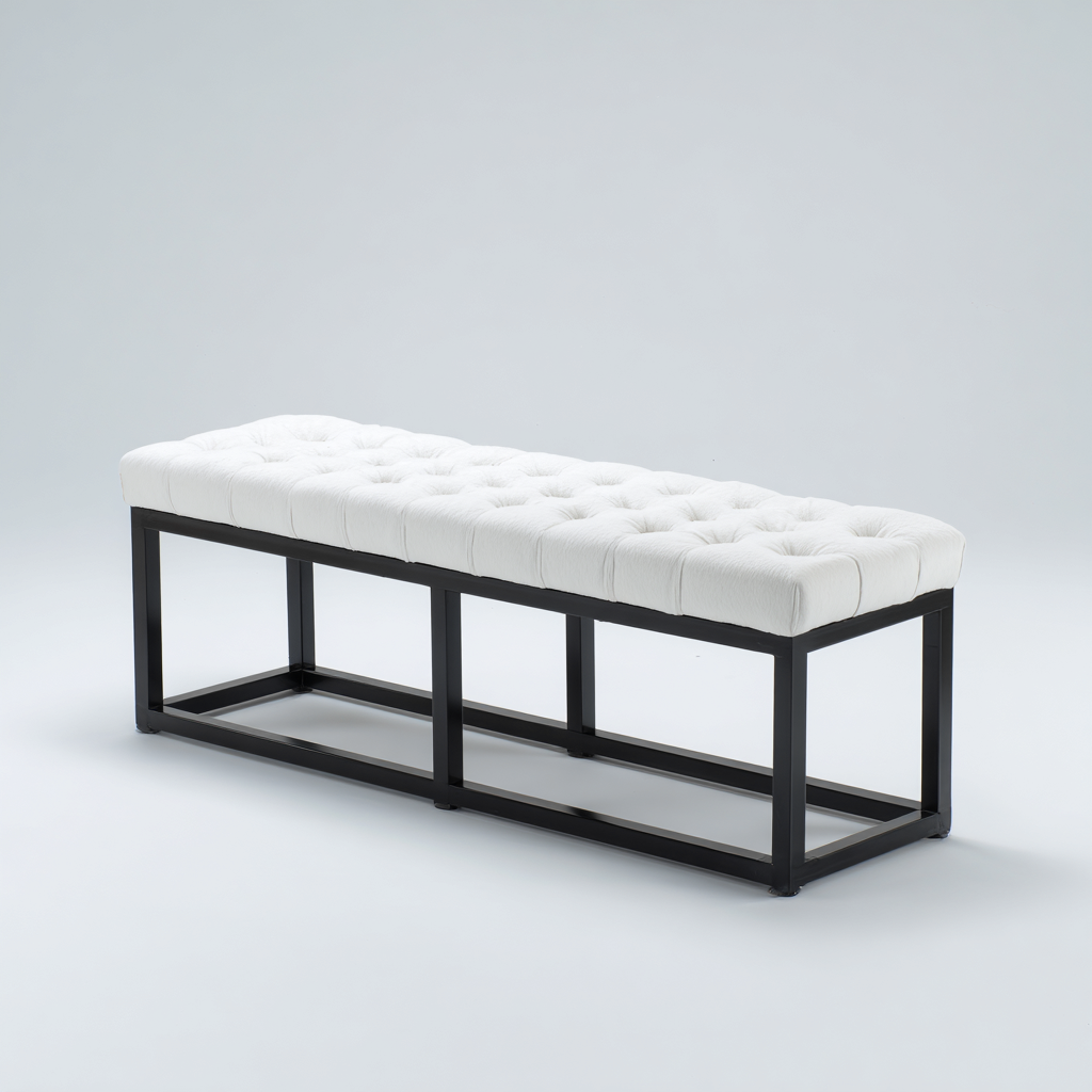 Panca per letto imbottita con struttura in metallo 140x40x45 cm - bianco - stile moderno-Cozymyyard