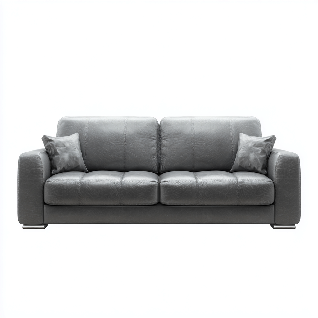Divano lineare imbottito in pelle 210x90x85 cm - grigio - design moderno-Cozymyyard
