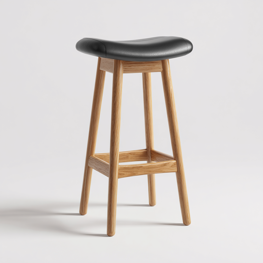 Sgabello da bar con seduta imbottita 40x40x75 cm - nero-legno naturale - design nordico per cucina e zona bar-Cozymyyard