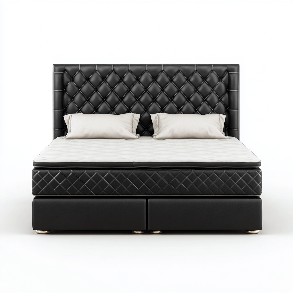 Letto matrimoniale imbottito in similpelle 160x200x110 cm - nero - stile moderno per camera da letto-Cozymyyard
