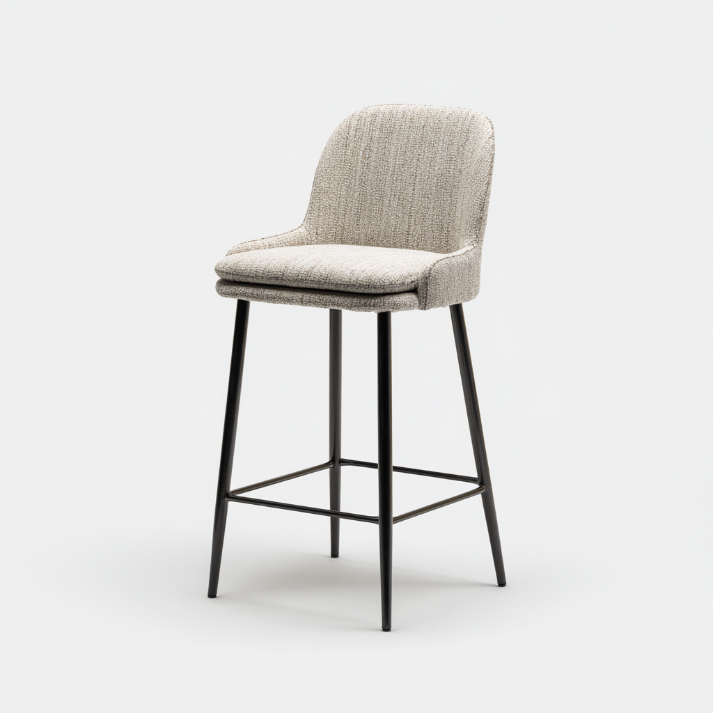 Sgabello da bar con seduta imbottita e struttura in metallo 45x44x98 cm - beige - design moderno-Cozymyyard