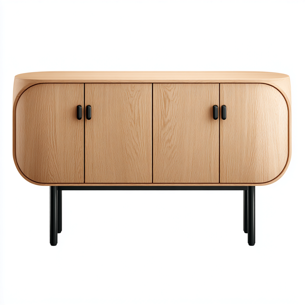 Mobile TV in legno con struttura in metallo 160x40x60 cm - naturale-nero - per soggiorno - design moderno-Cozymyyard