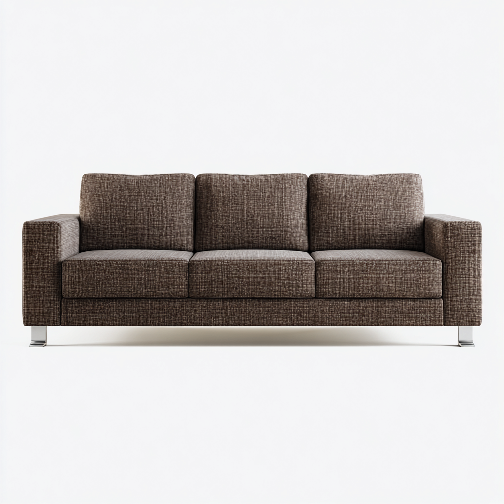 Divano lineare imbottito in tessuto 210x95x90 cm - marrone - per soggiorno - design essenziale-Cozymyyard