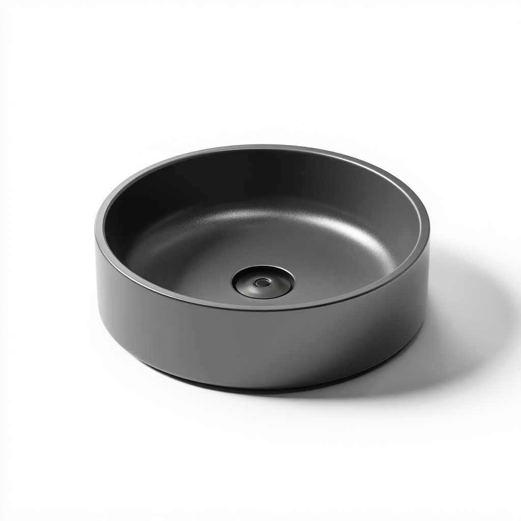 Lavabo ceramica 40x40x15 cm - grigio - design moderno minimal-Cozymyyard