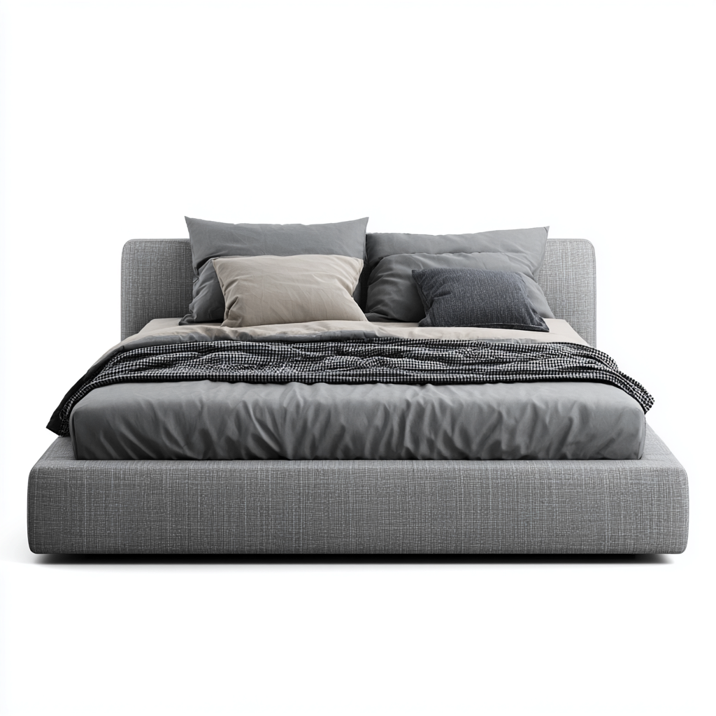 Letto matrimoniale imbottito 160x200x90 cm - tessuto grigio - per camera da letto - design moderno-Cozymyyard