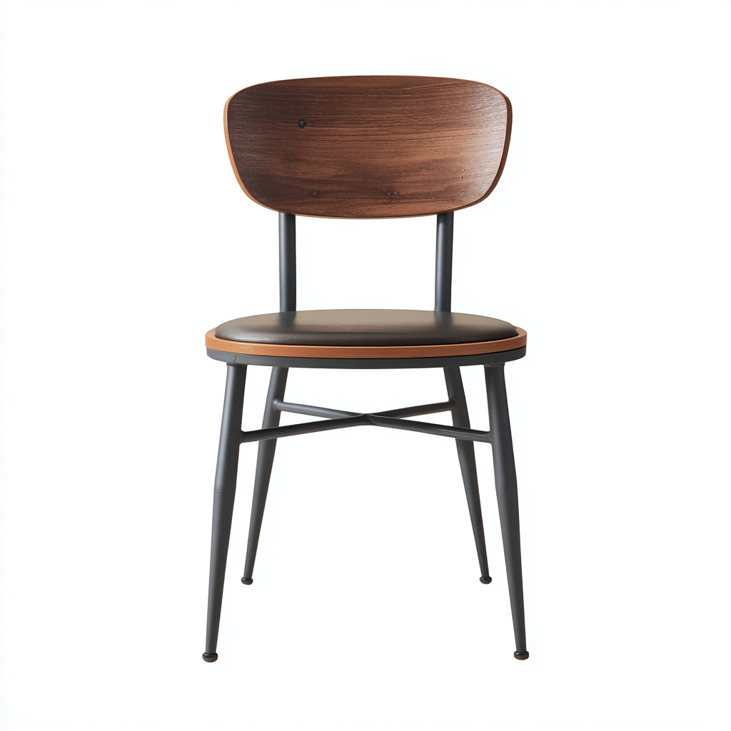 Sedia da pranzo in legno e metallo 52x50x82 cm - marrone-grigio - design moderno-Cozymyyard