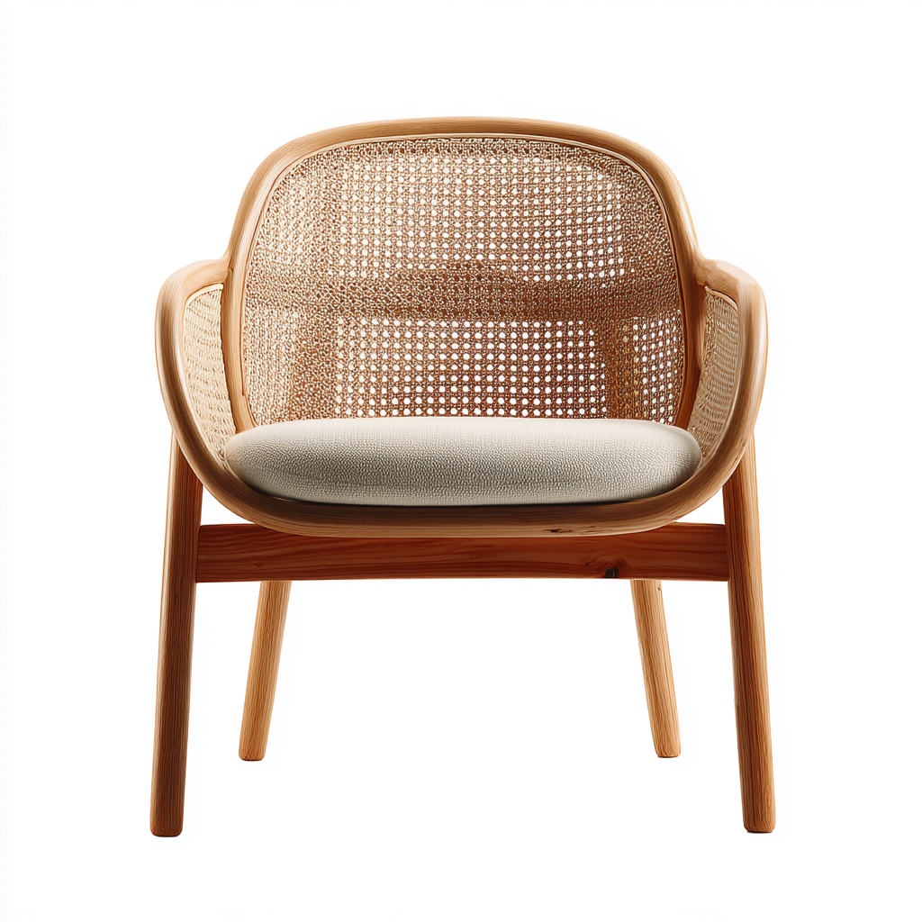 Poltrona da giardino in legno e intreccio naturale 60x62x78 cm - naturale - stile contemporaneo per esterni-Cozymyyard