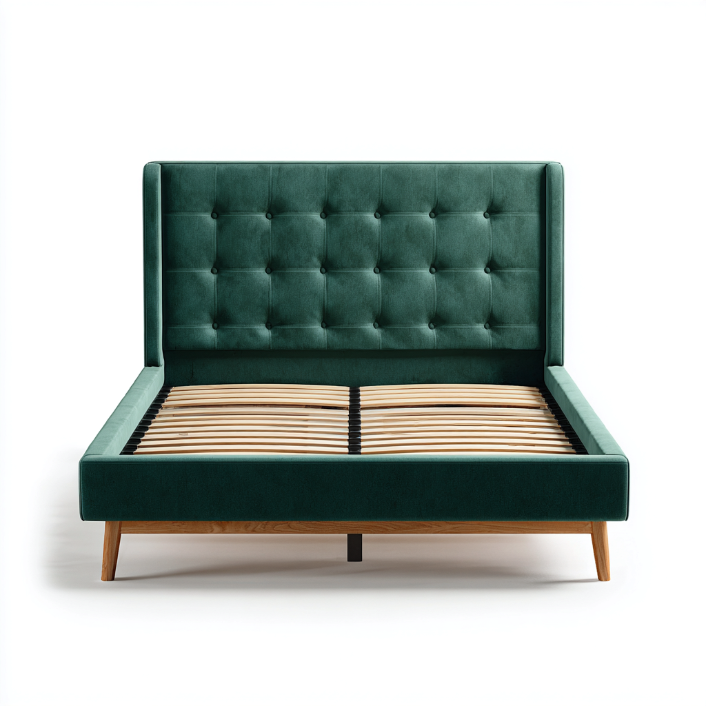 Letto matrimoniale tessuto legno 200x160x105 cm - verde - design moderno imbottito-Cozymyyard