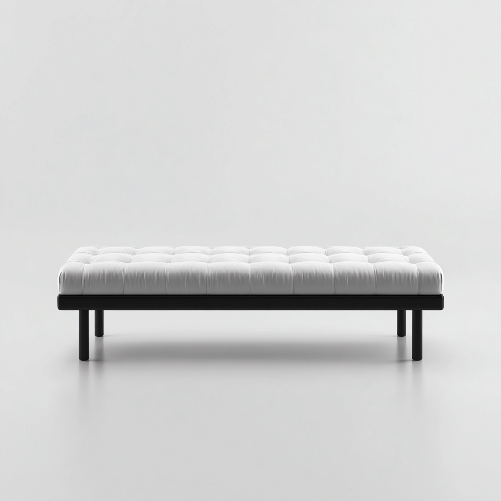 Panca per letto imbottita in tessuto con struttura in metallo 120x40x45 cm - bianco-nero - design moderno per camera da letto-Cozymyyard