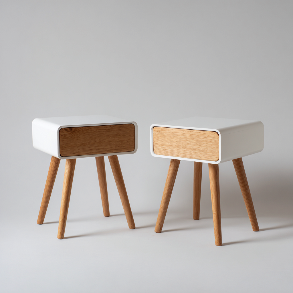 Comodino legno 40x35x50 cm - bianco-naturale - design moderno nordico-Cozymyyard