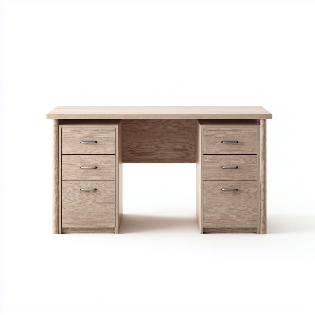 Scrivania con cassetti in legno 140x60x75 cm - colore legno naturale - stile moderno-Cozymyyard