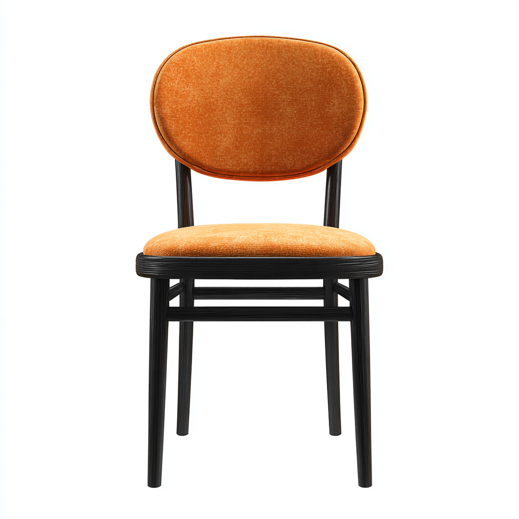 Sedia da pranzo imbottita in tessuto e legno 50x54x82 cm - arancione-nero - per sala da pranzo - design contemporaneo-Cozymyyard