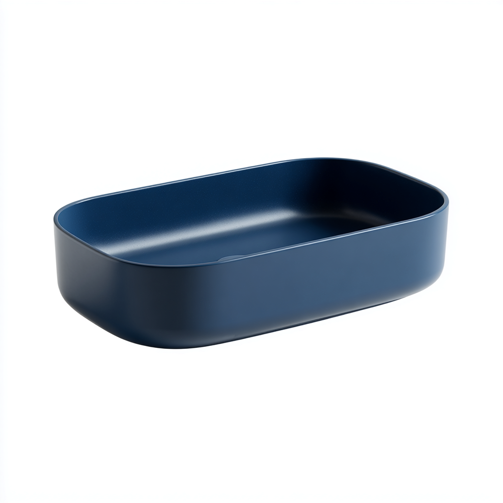 Lavabo in ceramica ovale 55x35x15 cm - blu - da appoggio - design moderno-Cozymyyard