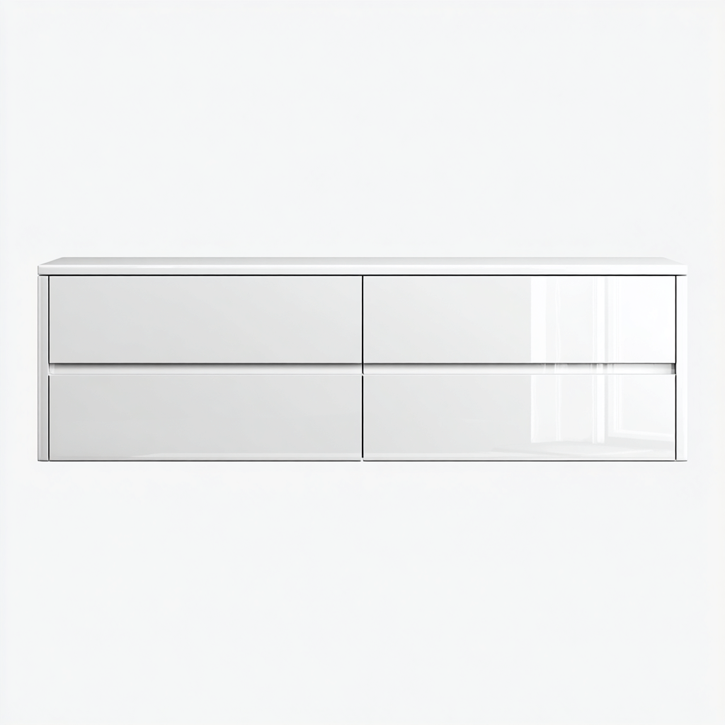 Mobile TV moderno con finitura lucida 180x40x45 cm - bianco - design moderno-Cozymyyard