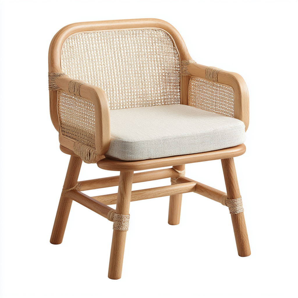 Poltrona da giardino in legno e intreccio 62x60x75 cm - naturale-beige - stile elegante-Cozymyyard