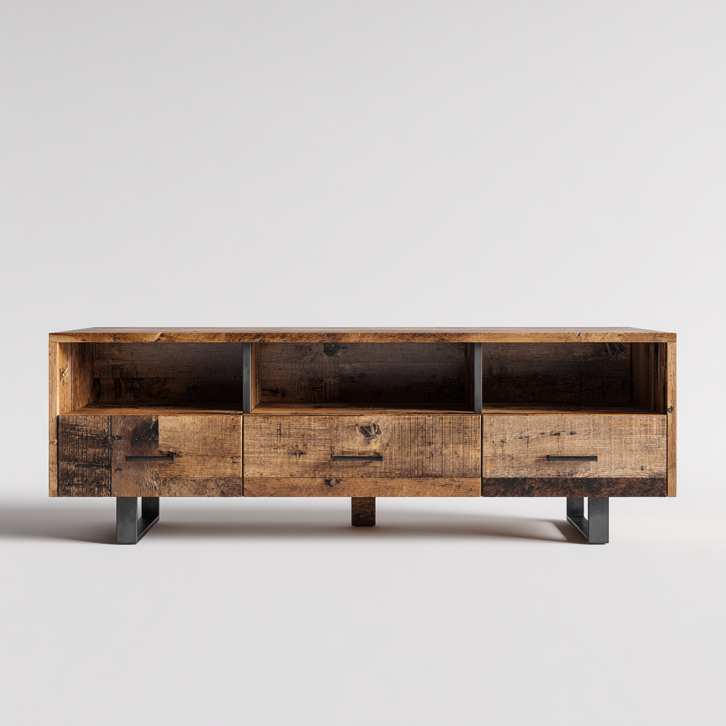 Mobile TV in legno con struttura in metallo 180x40x50 cm - marrone - design industriale-Cozymyyard