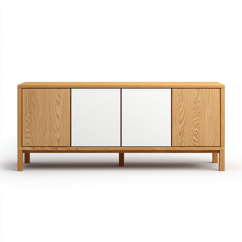 Mobile TV in legno 180x40x55 cm - naturale-bianco - stile moderno-Cozymyyard