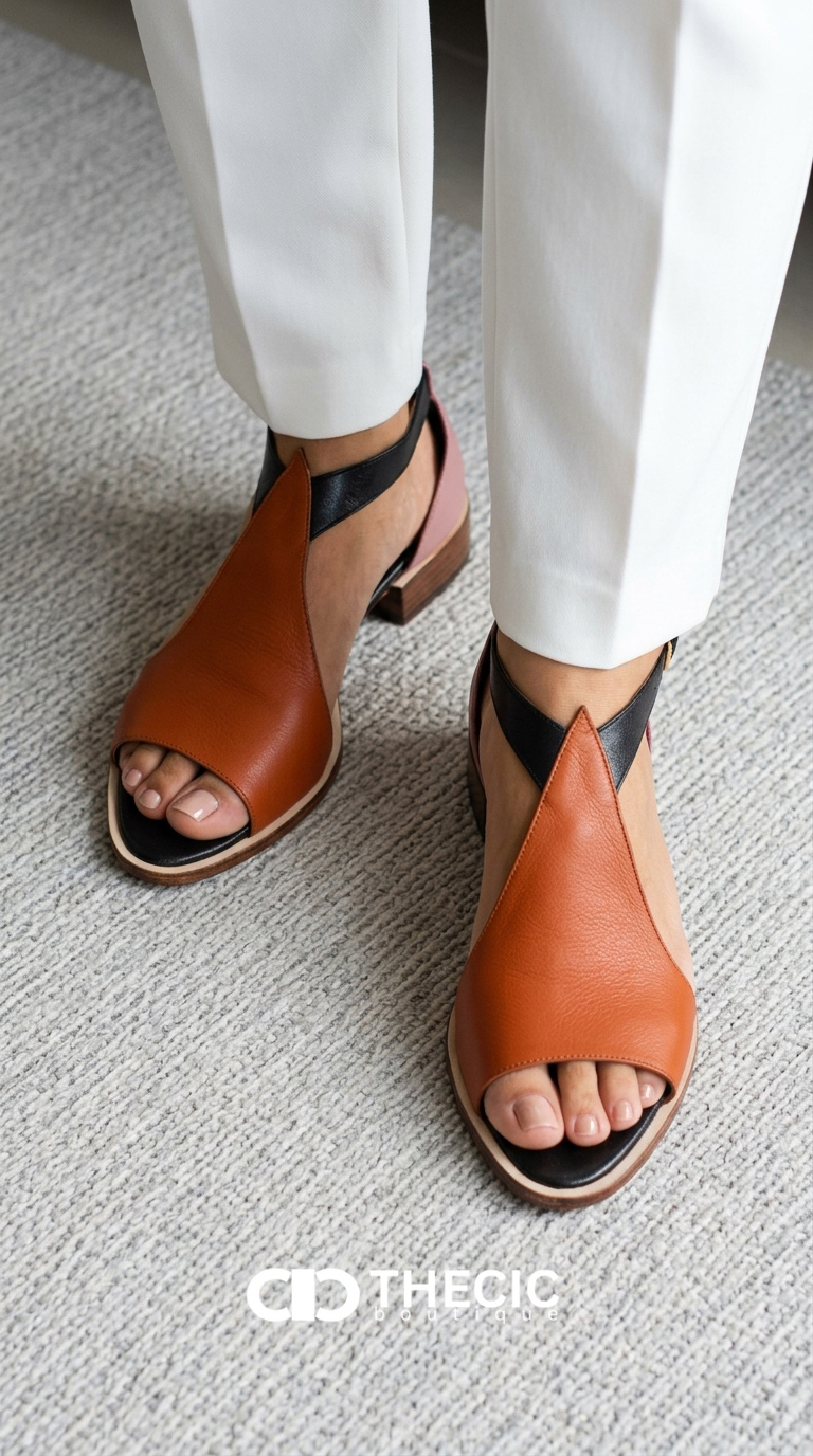 College style Flat Peep Toe T-buckle Sandals