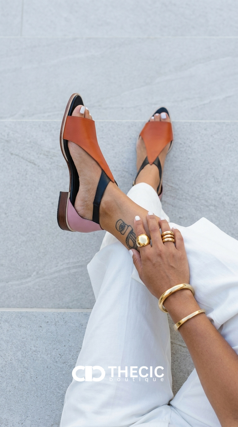 College style Flat Peep Toe T-buckle Sandals