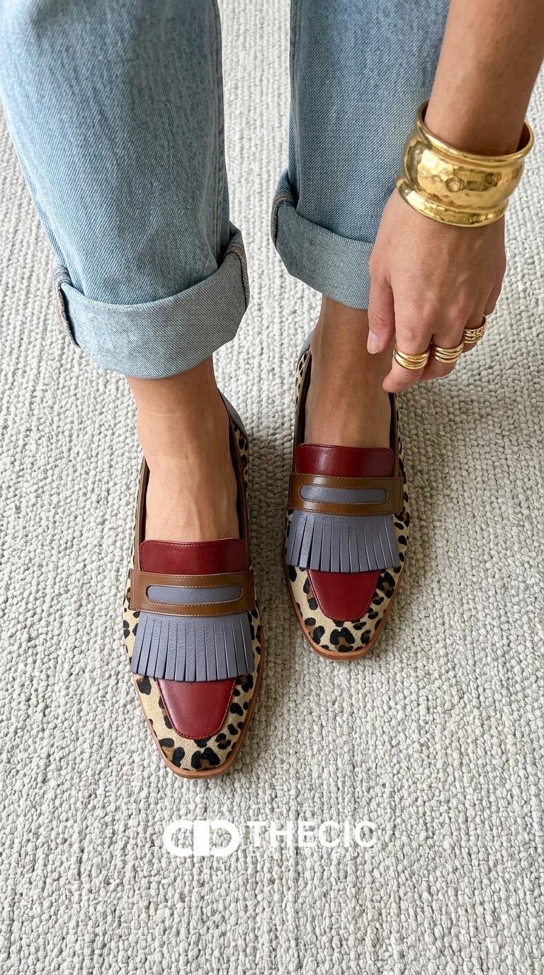 Vintage Leopard Tassel Mary Jane Loafers