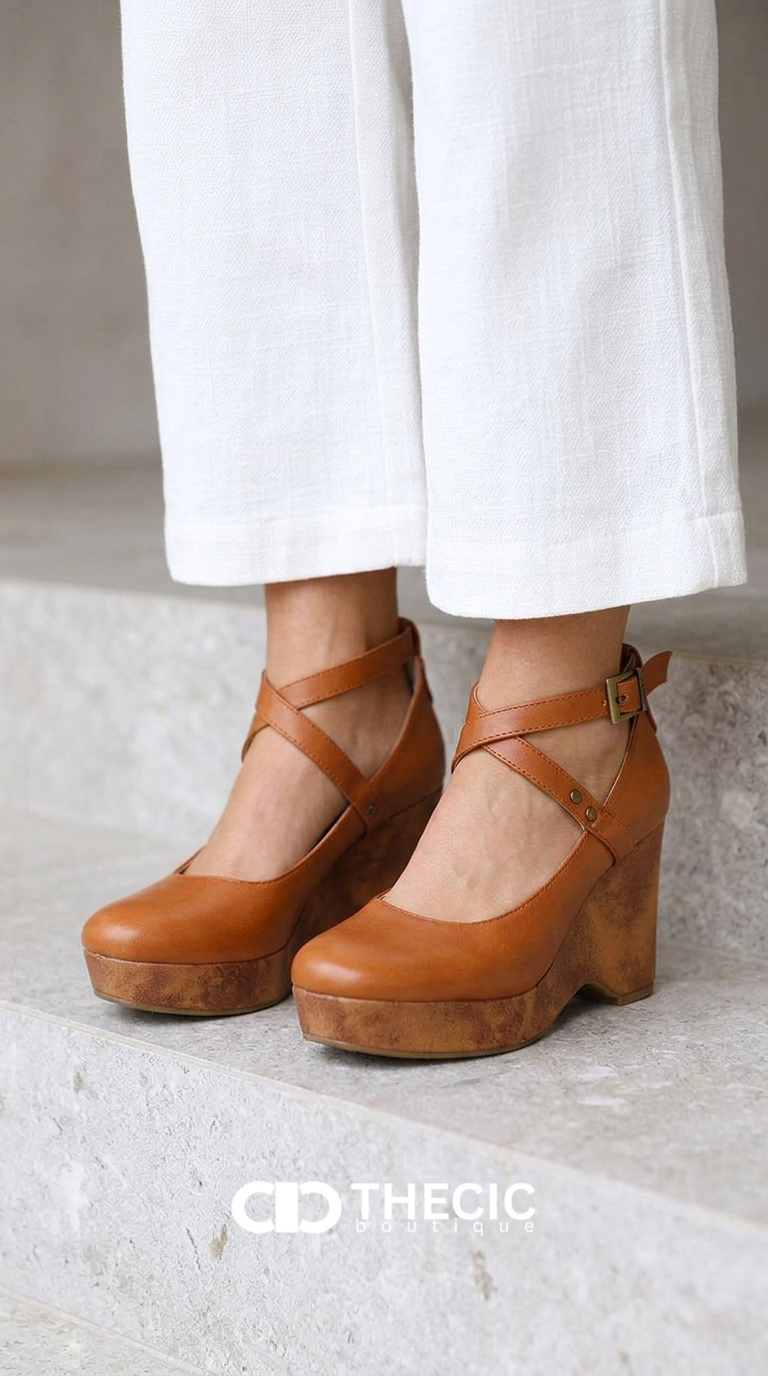 Slip-on Artificial Leather Round Toe Sandals