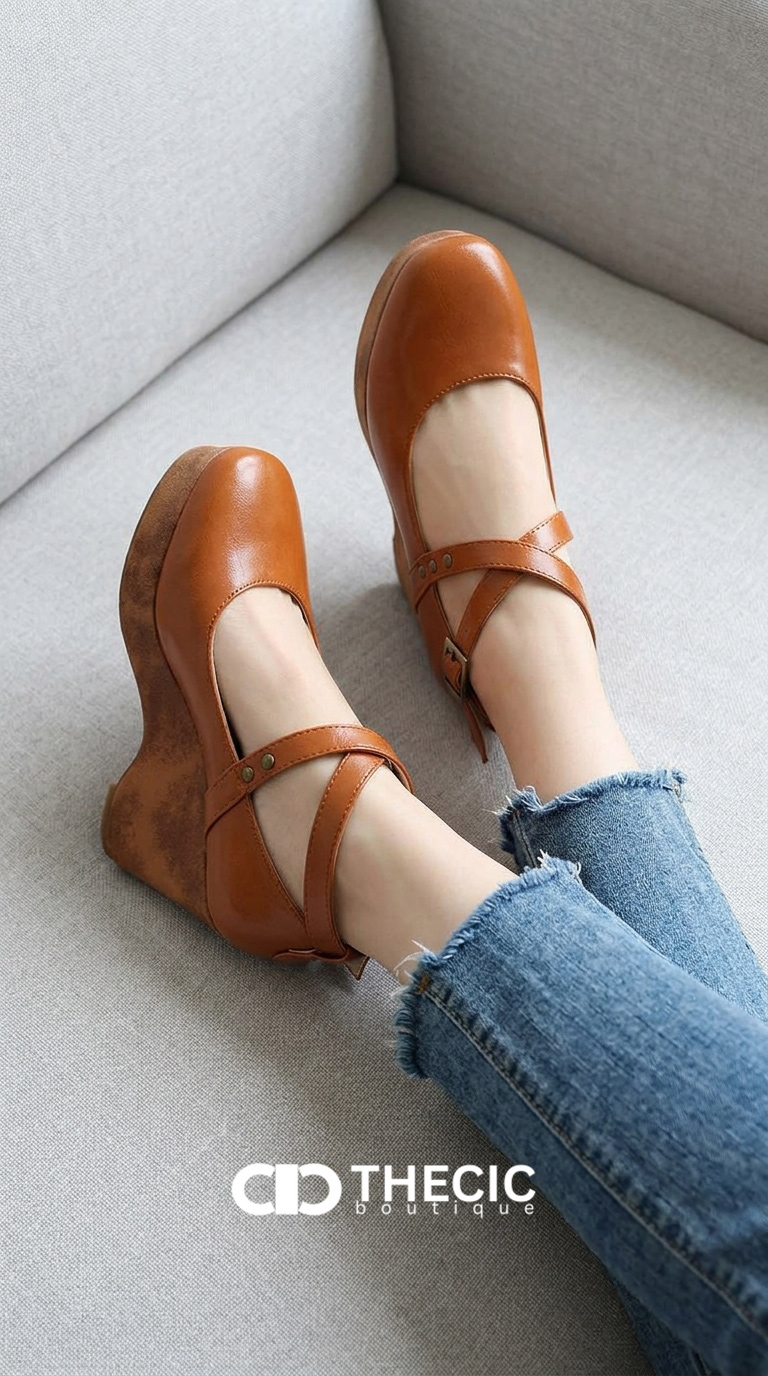 Slip-on Artificial Leather Round Toe Sandals