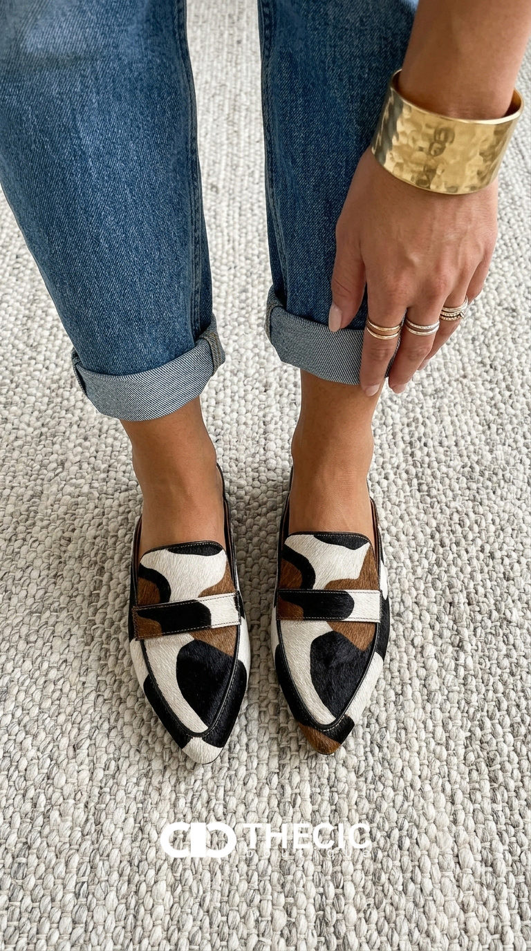 Pointed Toe Low Heel Multicolor Faux Fur Mules