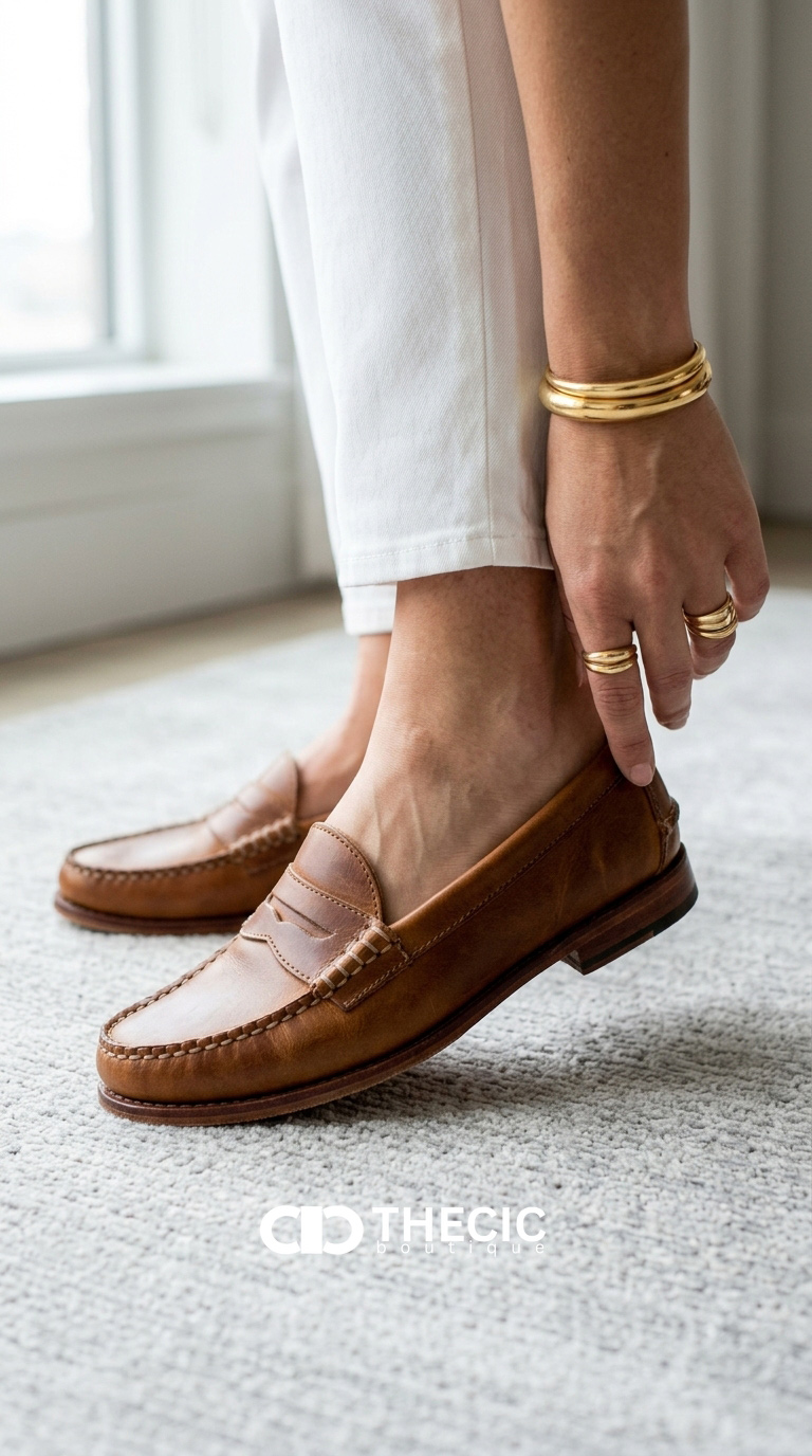 Vintage Slip On Loafers Low Heel Pu Leather Loafers