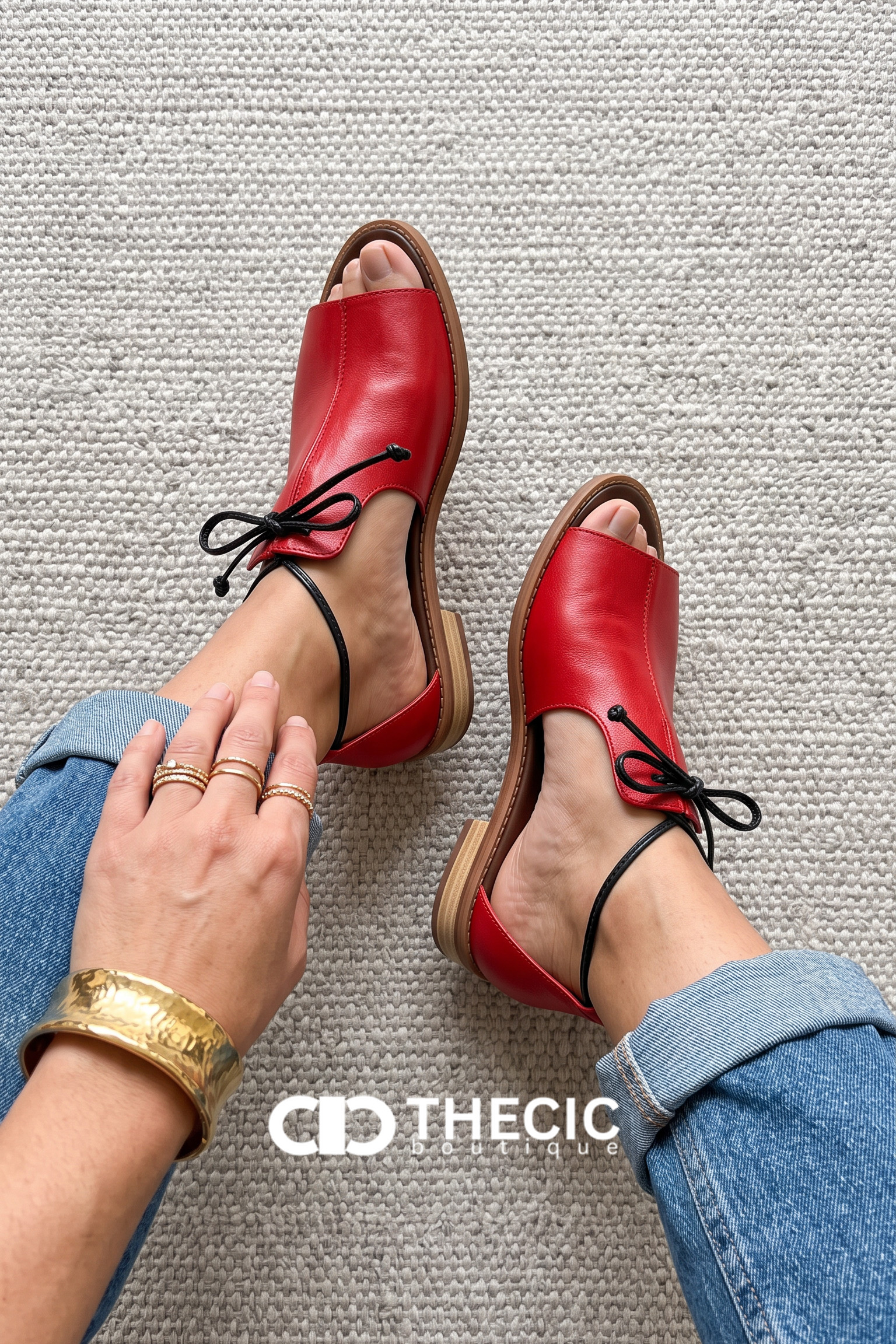 Metallic lace-up open-toe low-heeled sandals