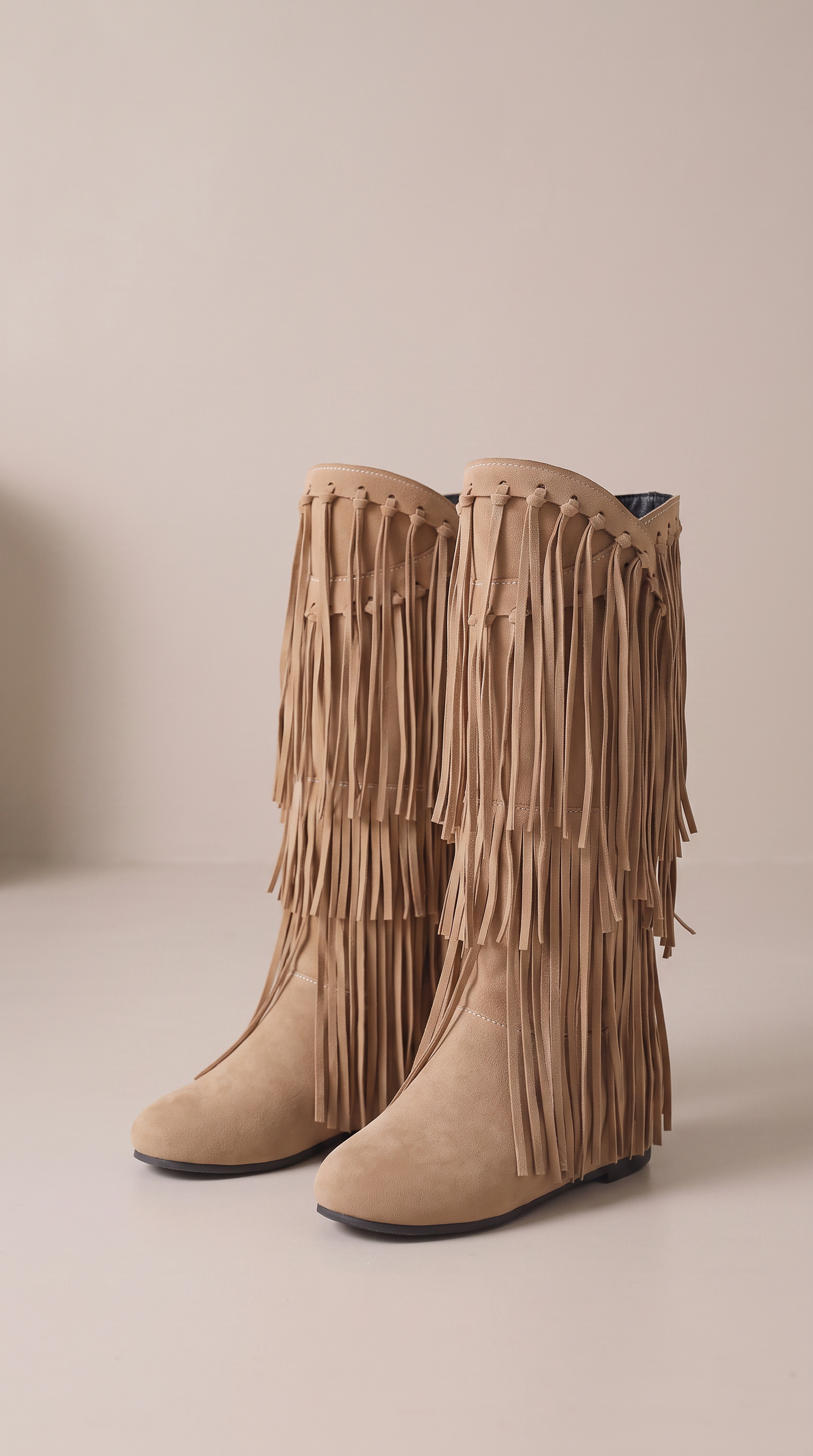 Bohemian Suede Tiered Fringe Boots