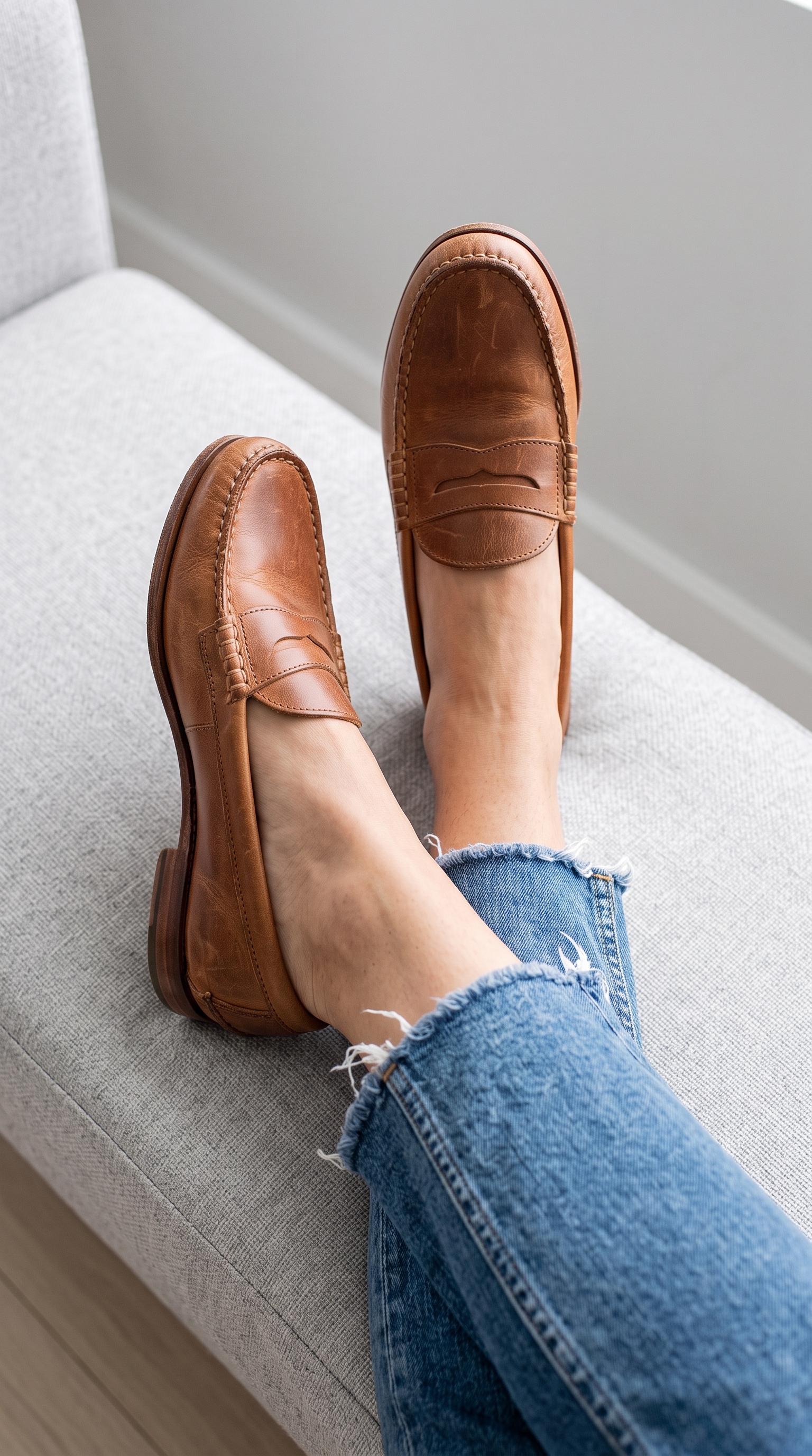 Vintage Slip On Loafers Low Heel Pu Leather Loafers