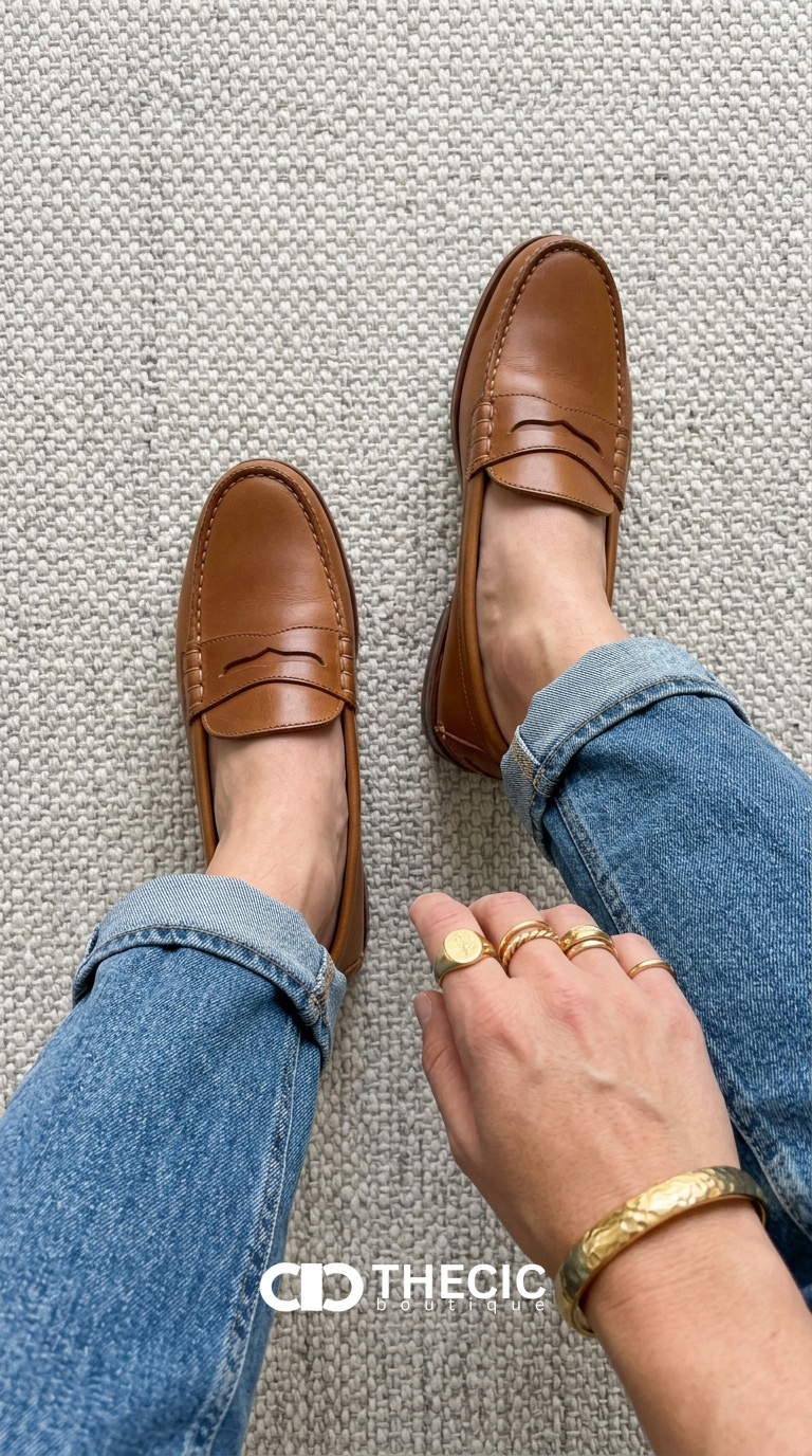 Vintage Slip On Loafers Low Heel Pu Leather Loafers