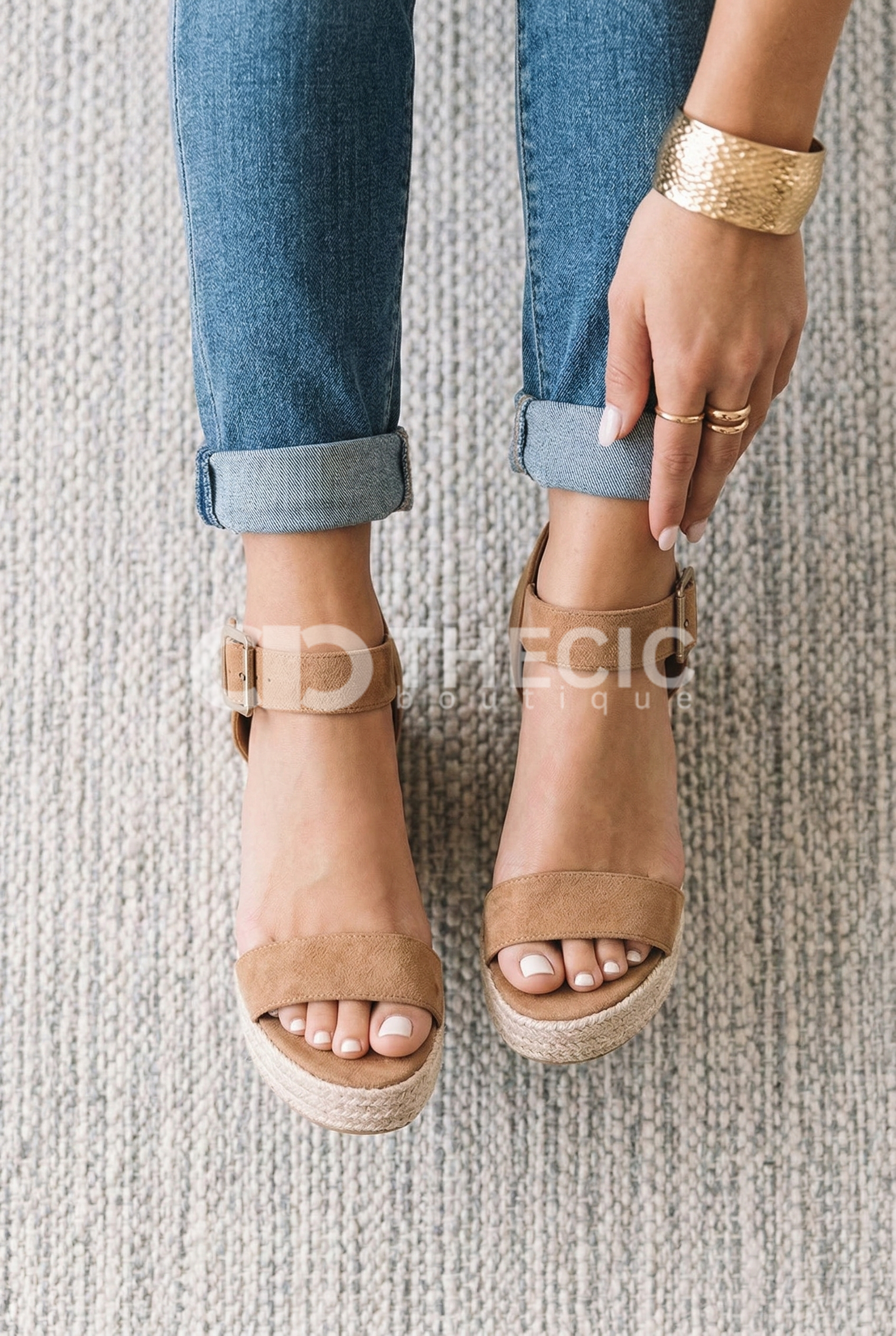 Vintage Espadrilles Peep-Toe Wedge Sandals