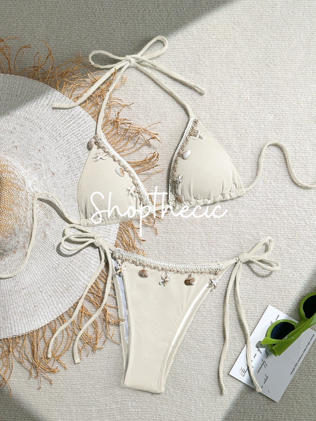 Seashore Enchantment Shell-Detailed Bikini Set