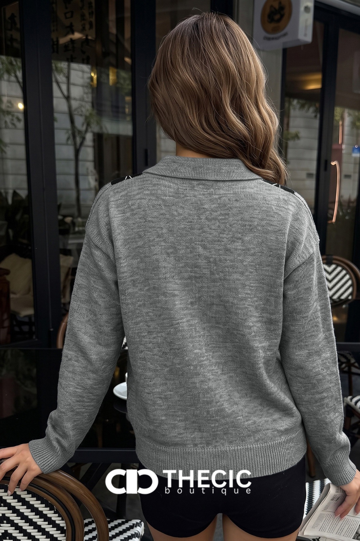 Argyle Knit Polo Collar Sweater