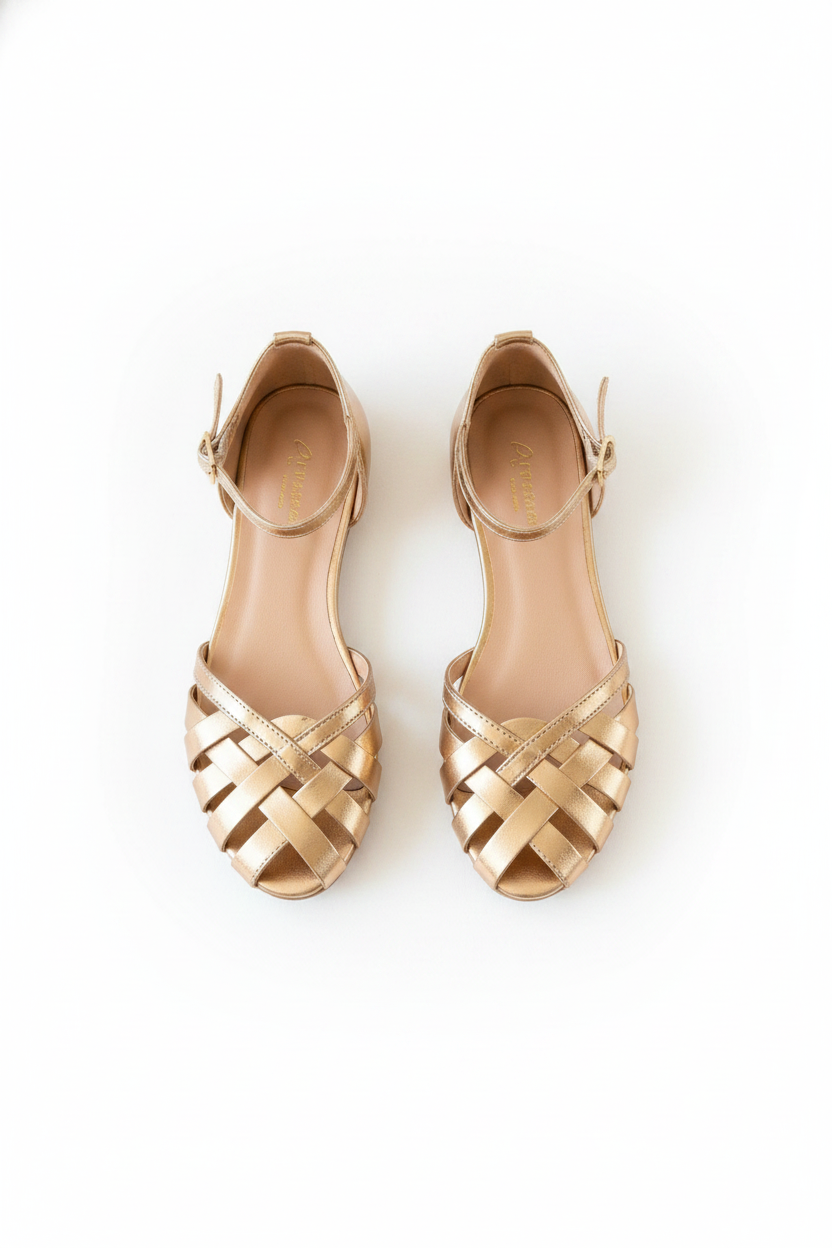 Artisan Woven Ankle-Strap Flat Sandals
