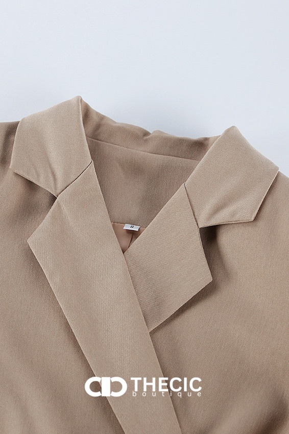 Asymmetric Hem Tie-Waist Wrap Blazer