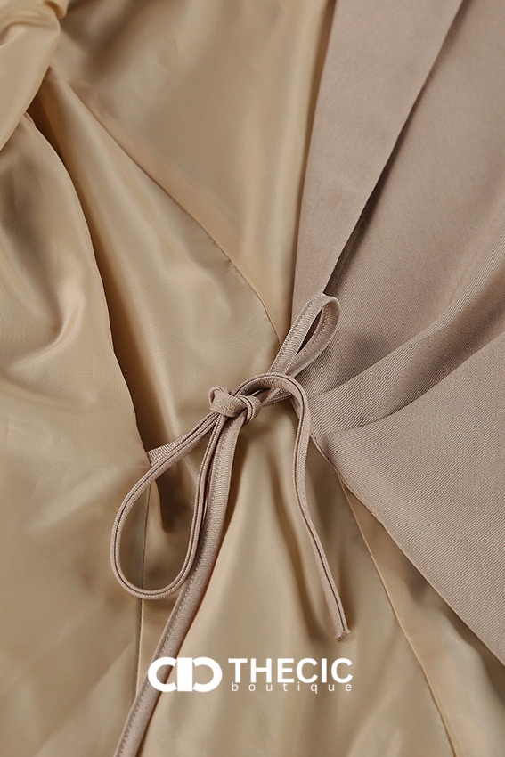Asymmetric Hem Tie-Waist Wrap Blazer