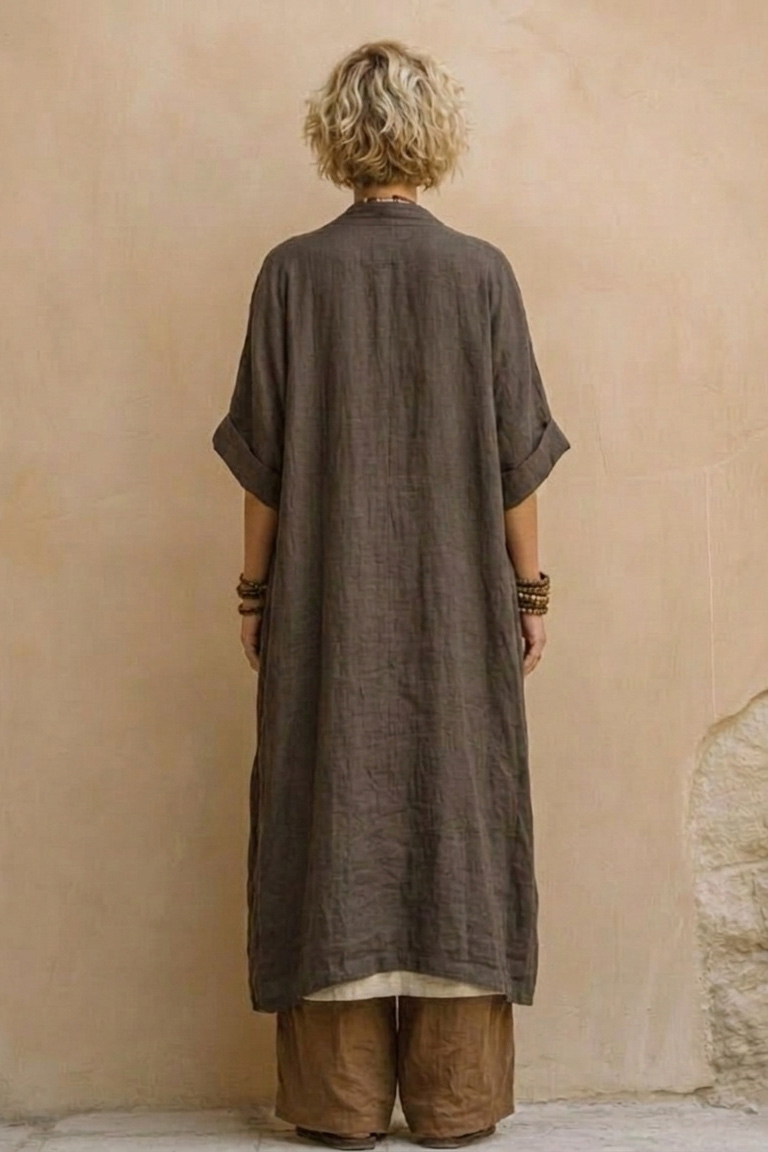 Boho Print Linen Blend Tunic Wide-Leg Pants Set
