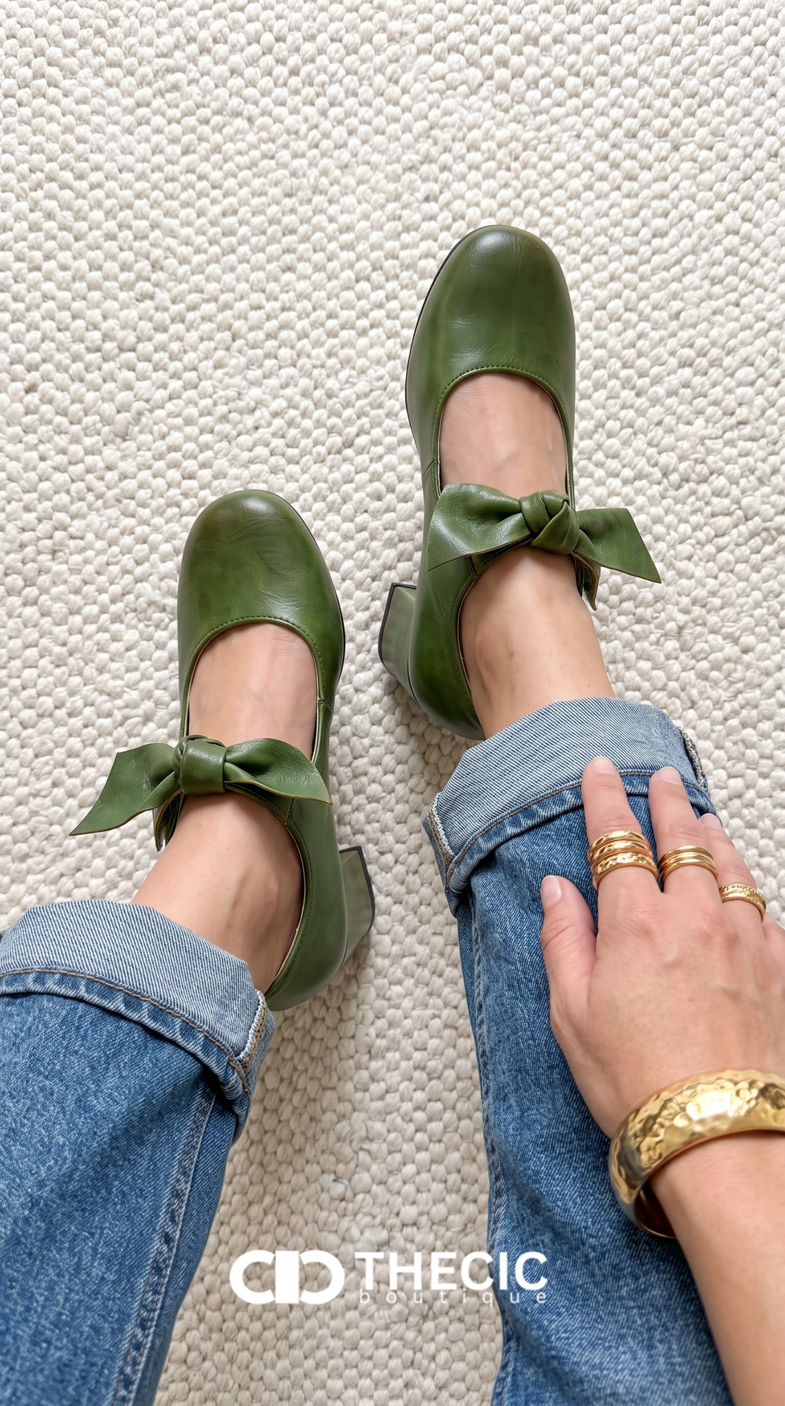 Bow-Embellished Block Heel Mary Jane Shoes