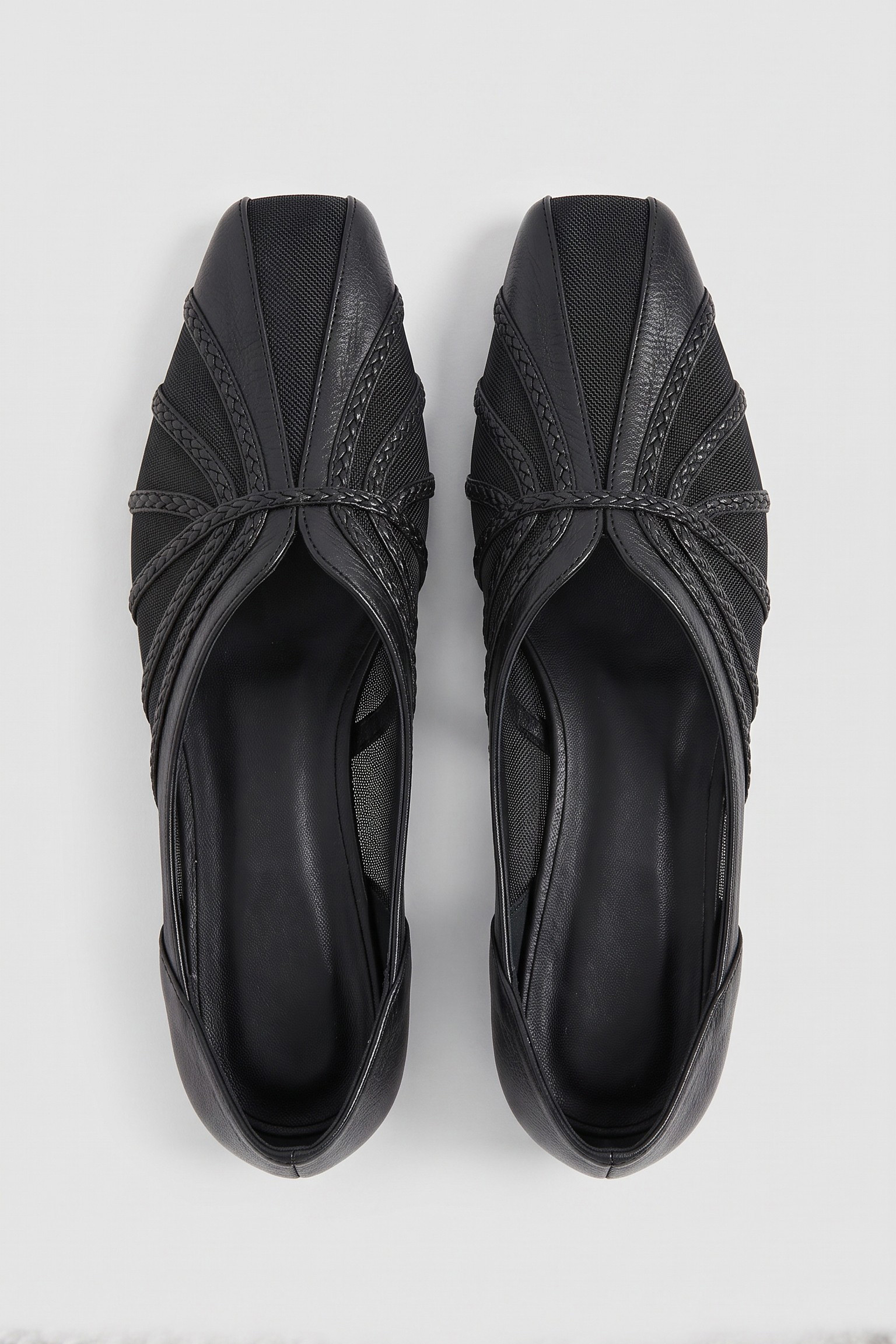 Braided Mesh Square-Toe Slip-On Mules