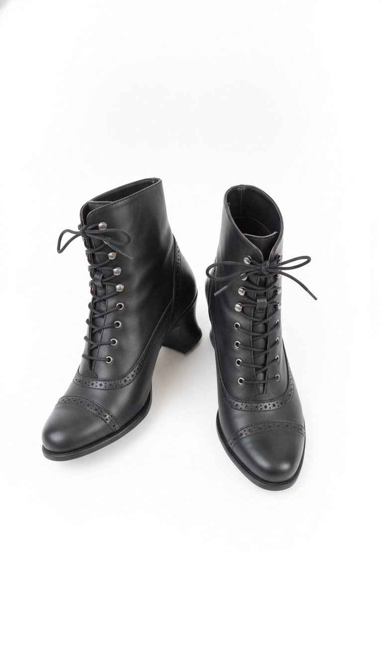 Brogue Lace-Up Block Heel Ankle Boots